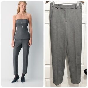 Aritzia Babaton Command Pants Mid Rise Straight Leg Trousers Grey Size 4